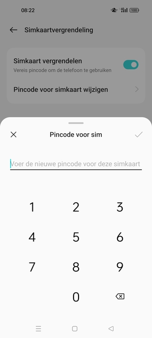 Voer uw Nieuwe pincode voor de simkaart in en selecteer OK