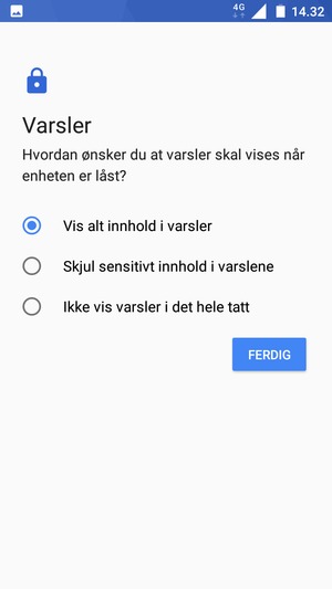 Velg ønsket alternativ og velg FERDIG