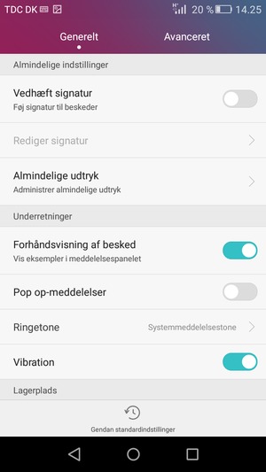 Vælg Avanceret