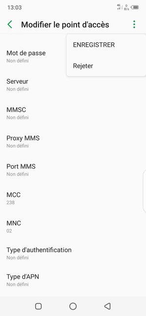Sélectionnez ENREGISTRER