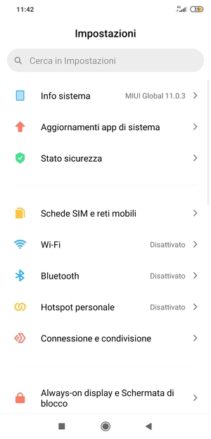 Seleziona Info sistema