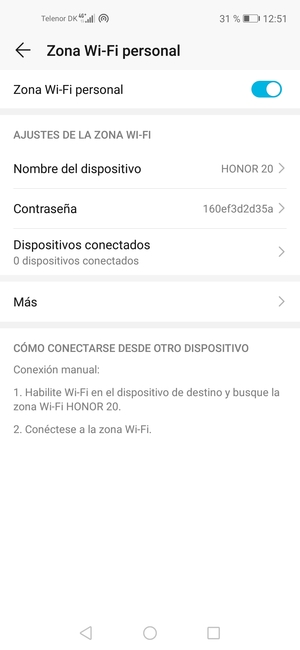 El teléfono ha sido configurado para su uso como módem