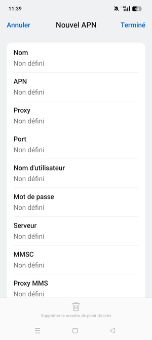 Saisissez les informations MMS