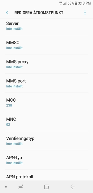 Scrolla ner och ange MMS-information