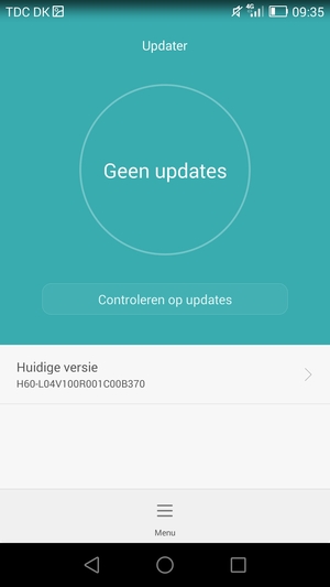 Als uw telefoon up-to-date is, zult u het volgende scherm zien.