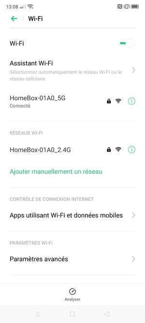 Vous êtes maintenant connecté au réseau Wi-Fi