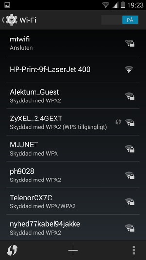Du är nu ansluten till Wi-Fi nätverket