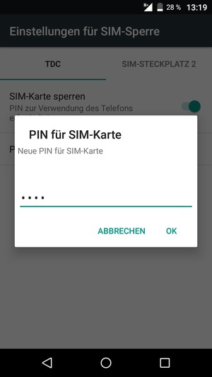 Geben Sie Ihre Neue PIN für SIM-Karte ein und wählen Sie OK