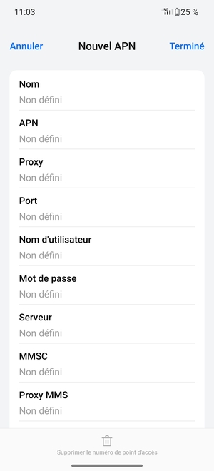 Saisissez les informations MMS