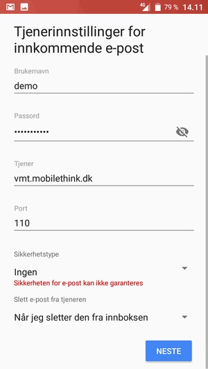 Velg NESTE
