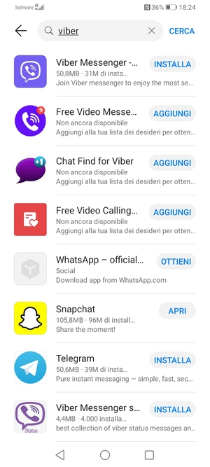 Seleziona l'applicazione