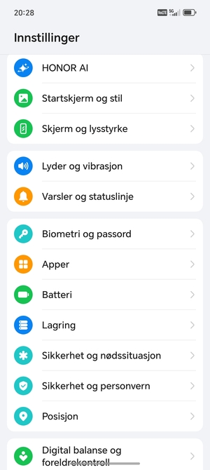 Bla til og velg Sikkerhet og personvern