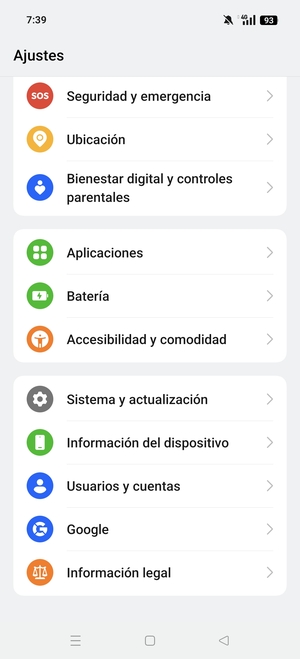 Desplácese y seleccione Sistema y actualización