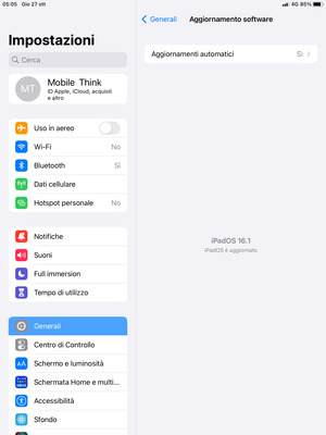 Se il tuo iPad è aggiornato, vedrai la schermata seguente