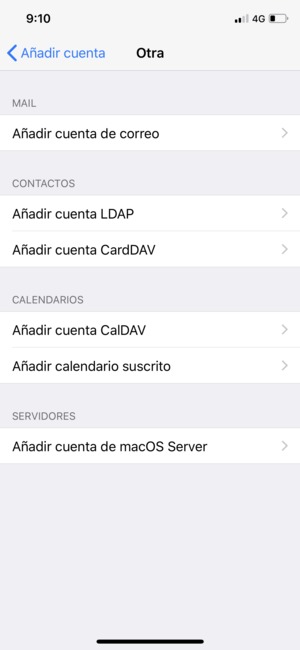 Seleccione Añadir cuenta de correo
