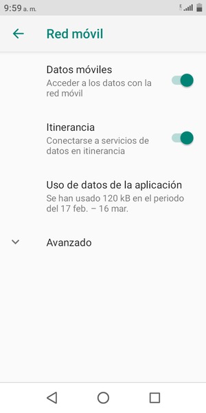 Activar o desactivar Itinerancia