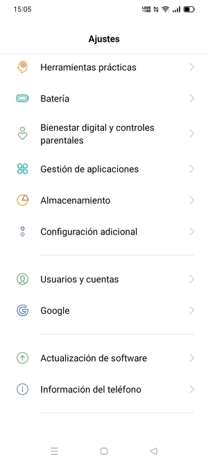 Desplácese y seleccione Actualización de software