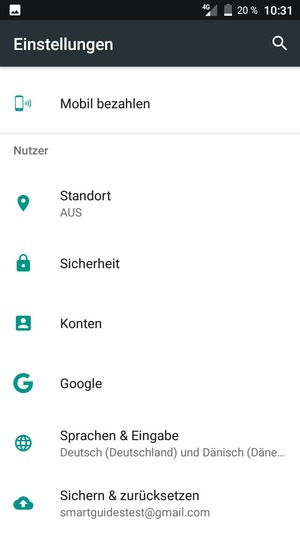 Scrollen Sie und wählen Sie Sicherheit