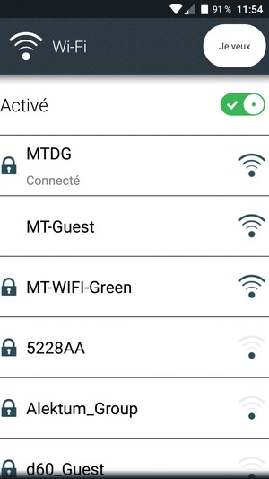 Vous êtes maintenant connecté au réseau Wi-Fi