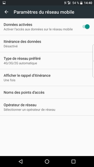 Pour changer de réseau en cas de problèmes de réseau, sélectionnez Opérateur de réseau