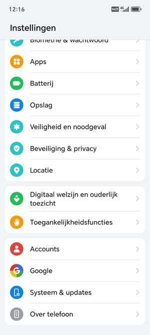 Scroll naar en selecteer Systeem & updates
