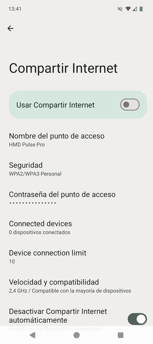 Seleccione Contraseña del punto de acceso