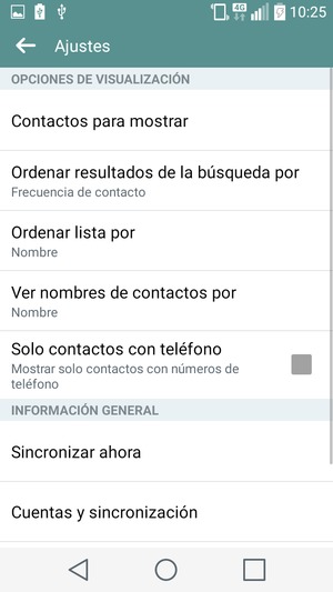 Seleccione Cuentas y sincronización