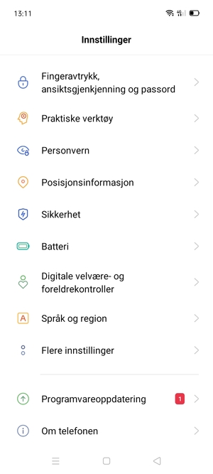 Bla til og velg Sikkerhet
