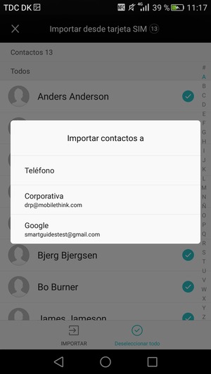 Seleccione su cuenta Google