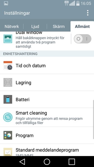 Scrolla till och välj Batteri