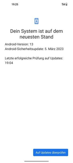 Falls Ihr Handy aktualisiert ist, wird Ihnen der folgende Bildschirm angezeigt