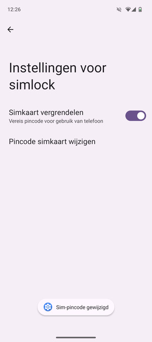 Uw Sim-pincode is gewijzigd