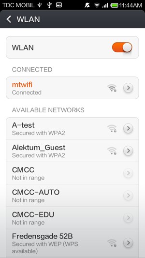 You are now connected to the Wi-Fi network