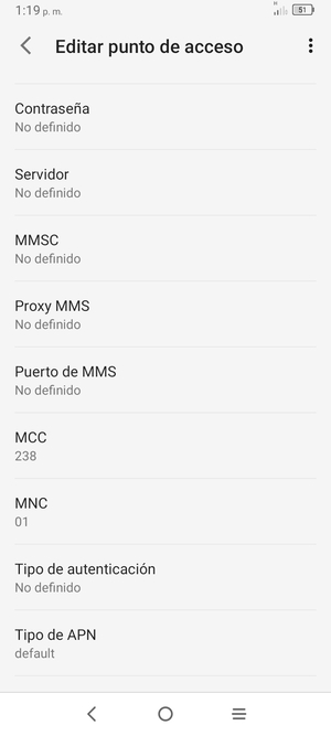 Desplácese hacia abajo e introduzca la información MMS
