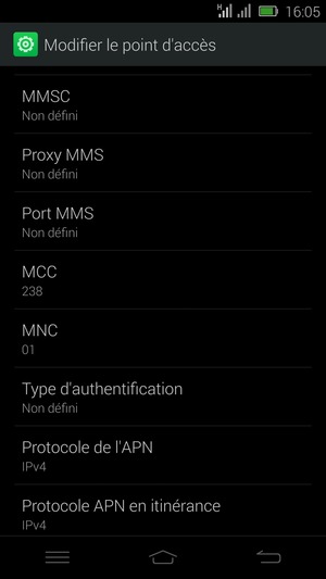 Faites défiler vers le bas et saisissez les informations MMS