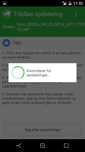 Afvent at søgningen er afsluttet