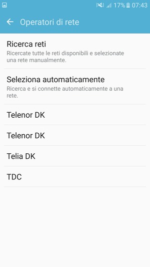 Seleziona un operatore di rete dall'elenco