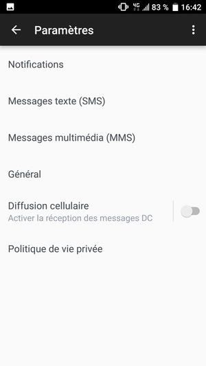 Sélectionnez Messages texte (SMS)