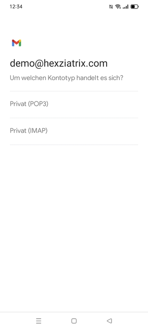 Wählen Sie Privat (POP3) oder Privat (IMAP)