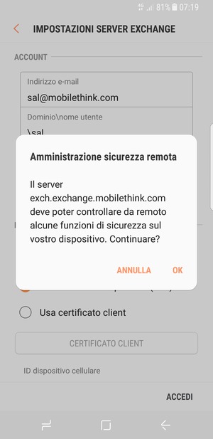 Seleziona OK