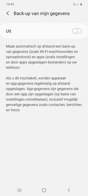 Schakel Back-up van mijn gegevens in