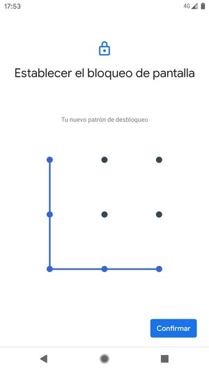 Dibuje de nuevo el patrón de desbloqueo y seleccione Confirmar