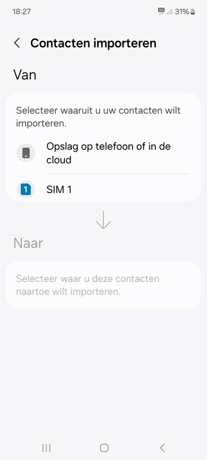 Selecteer SIM 1 of SIM 2