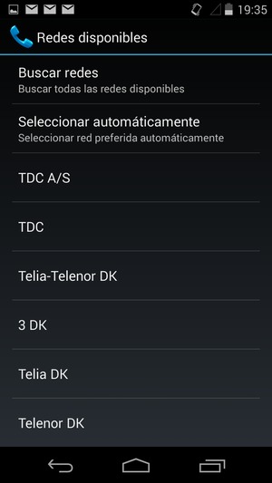 Seleccione un operador de red de la lista