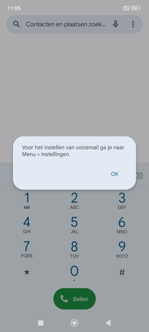 Als uw voicemail niet geïnstalleerd is, selecteert u OK