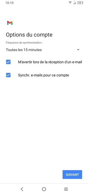 Sélectionnez SUIVANT