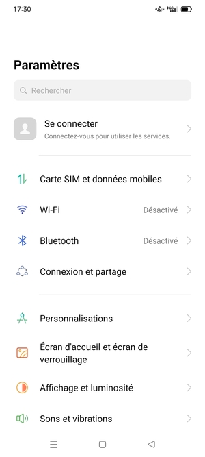 Sélectionnez Carte SIM et données mobiles