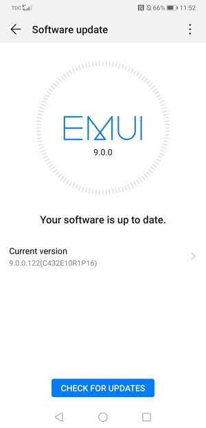 If your phone is up to date, you will see the following screen