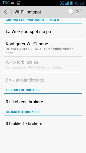 Velg Konfigurer Wi-Fi-sone