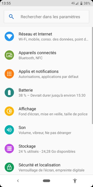 Sélectionnez Réseau et Internet